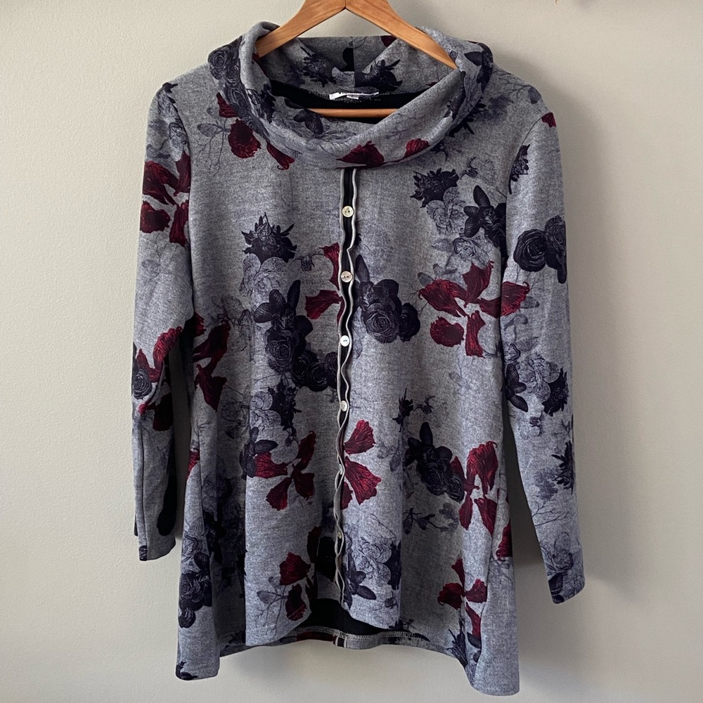 Super Soft Floral Turtleneck Sweater